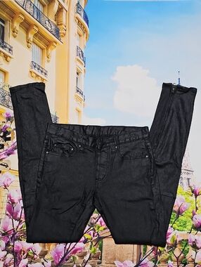 MNML Coated Zippered Ankle Skinny Button Fly Jeans Size 28